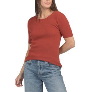 TAHARI ASL Brick Ribbed Knit Top